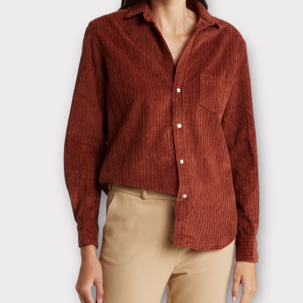 Frank & Eileen Womens The Eileen Shirt XXS 2XS Relaxed Corduroy Button Front NWT